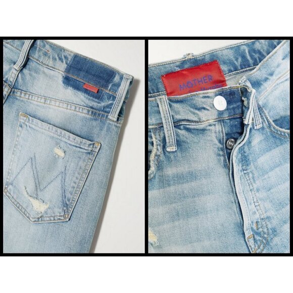 💕MOTHER💕  Patchwork Tomcat Ankle Undone Hem Jean High Rise New Hobbies 24 NWT - Picture 12 of 17